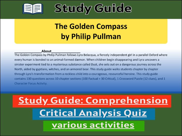 Study Guide for :The Golden Compass by Philip Pullman & Comprehension Test