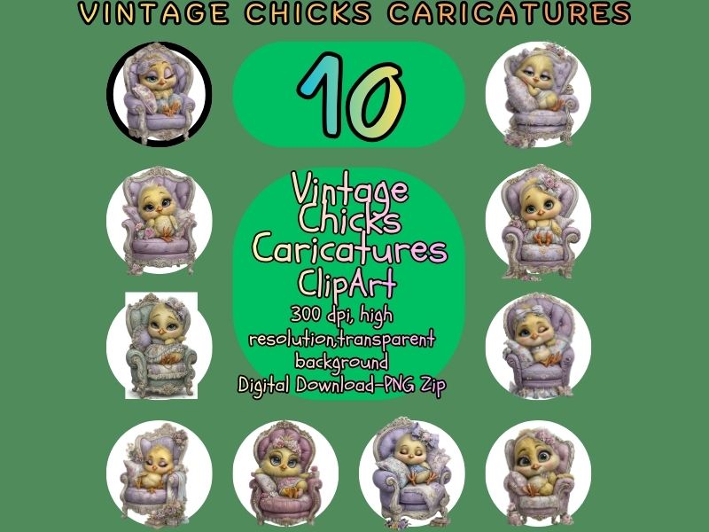 Bring warmth, charm, and visual engagement into your classroom with this Vintage Chicks Caricatures