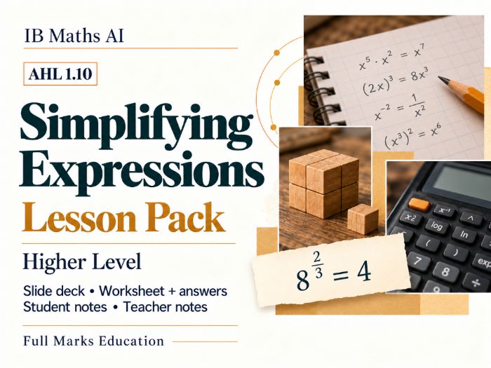 IB Maths AI AHL 1.10 Simplifying Expressions - Lesson Pack