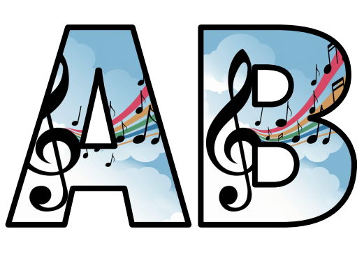 Music Creative Notes Sounds Cloud Tune Lettering Set Display Title Letters Numbers Signs
