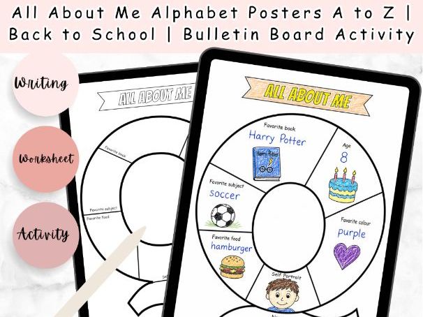All About Me Alphabet Posters A to Z | Back to School | Bulletin Board Activity