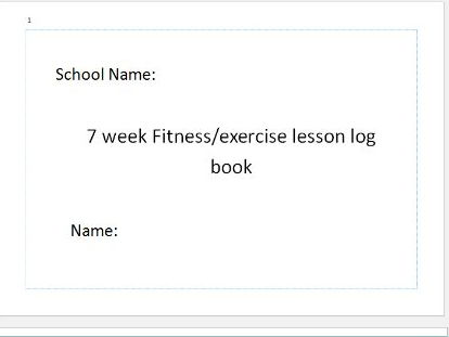 Students logbook/diary for exercise/fitness lessons