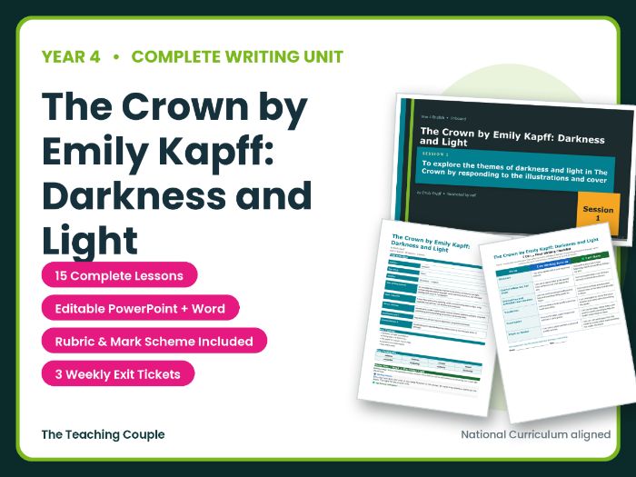 The Crown by Emily Kapff: Darkness and Light | Year 4 English Unit | 15 Complete Lessons + Resources