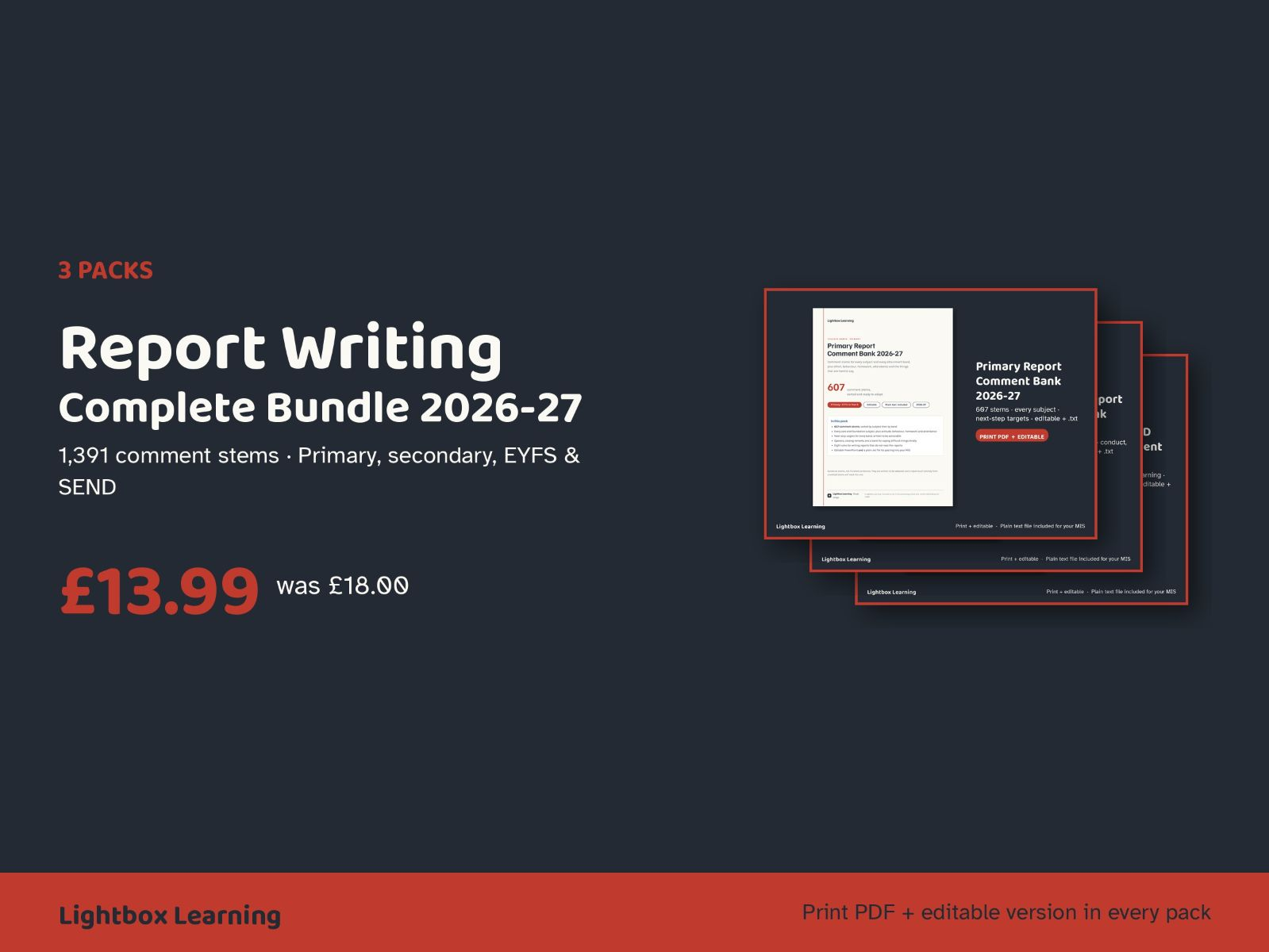 Report Writing Complete Bundle 2026-27 — Primary, Secondary, EYFS and SEND Comment Banks