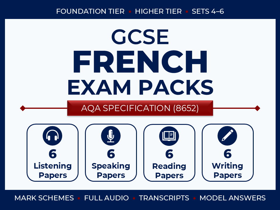 AQA GCSE French (2026) – Foundation & Higher Exam Pack Bundle (Sets 4-6)