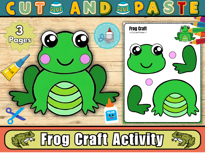 Frog Craft Activity – Printable Cut and Paste Frog Template-Animal Science Project for Kids