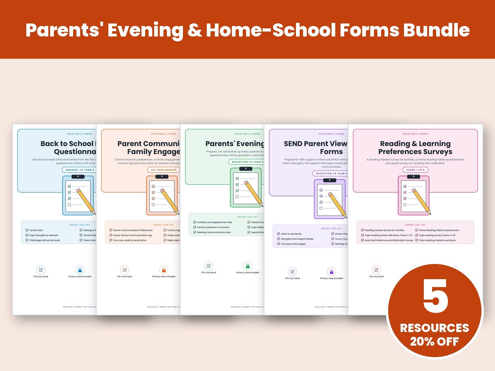 Parents' Evening & Home-School Forms Bundle