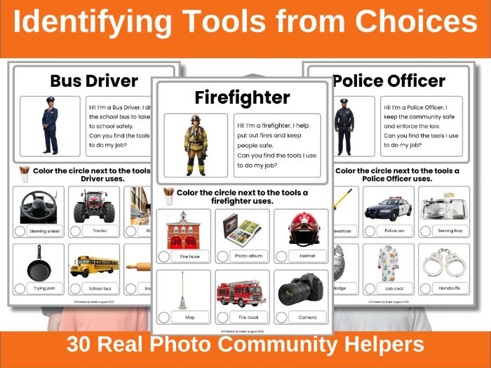 Identifying Tools from Choices – 30 Community Helpers | Autism & Special Education