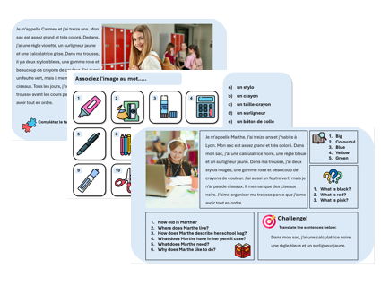 Pencil Case (French) – Teaching & Assessment Package