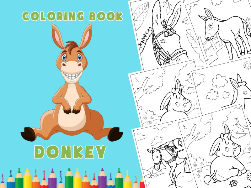 Printable Donkey Coloring Pages – Fun & Friendly Farm Animal Art!