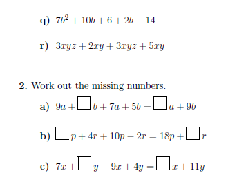 Collecting like terms worksheets (with solutions) | Teaching Resources