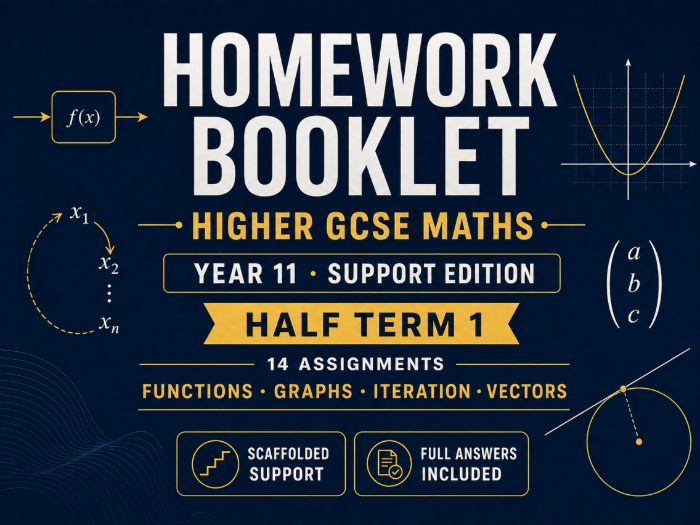 Higher GCSE Maths Homework – Year 11 Support Half Term 1 with Answers