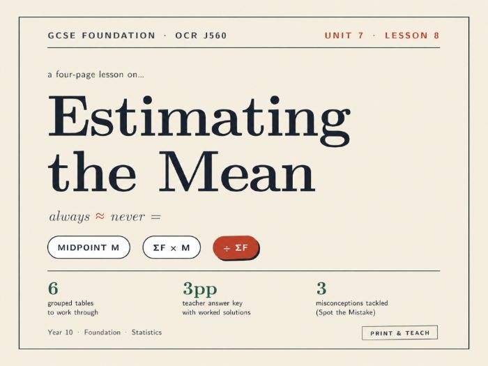 Estimating the Mean — GCSE Foundation