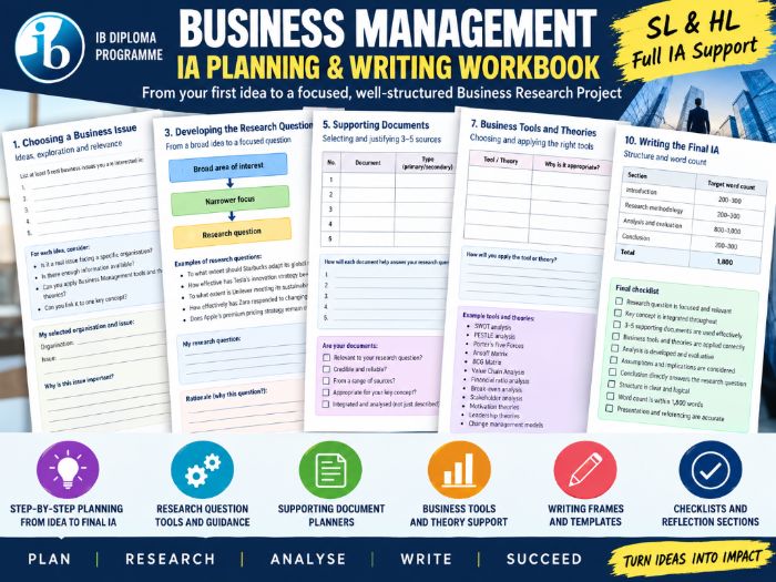 IB DP Business Management IA Planning & Writing Workbook