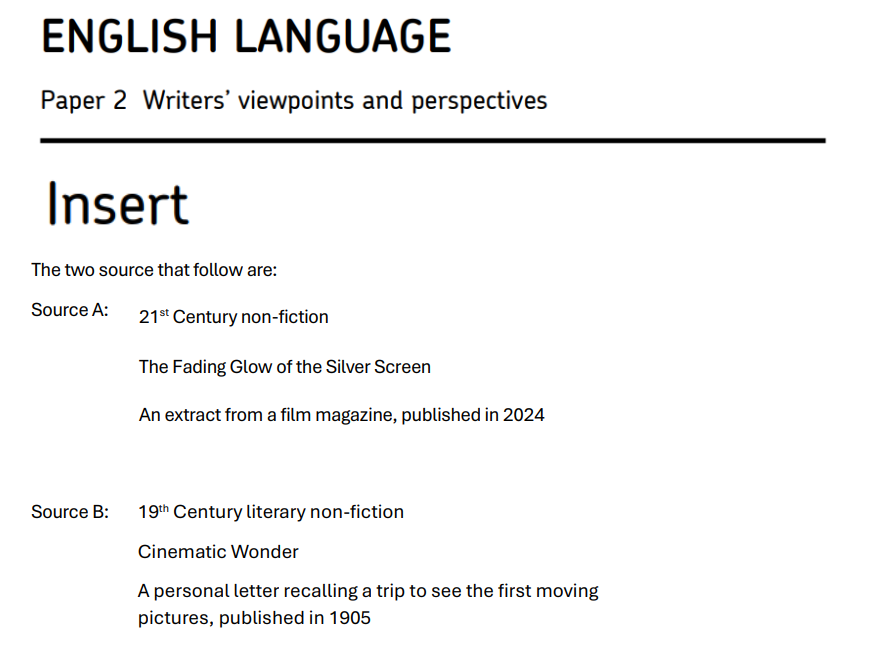 AQA GCSE English Language Paper 2 - The Cinema