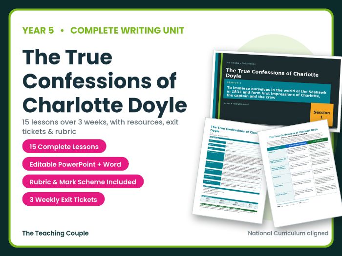 The True Confessions of Charlotte Doyle | Year 5 English Unit | 15 Complete Lessons + Resources