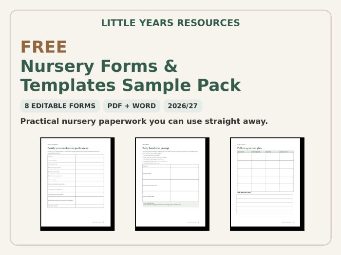 FREE Nursery Forms & Templates Sample Pack