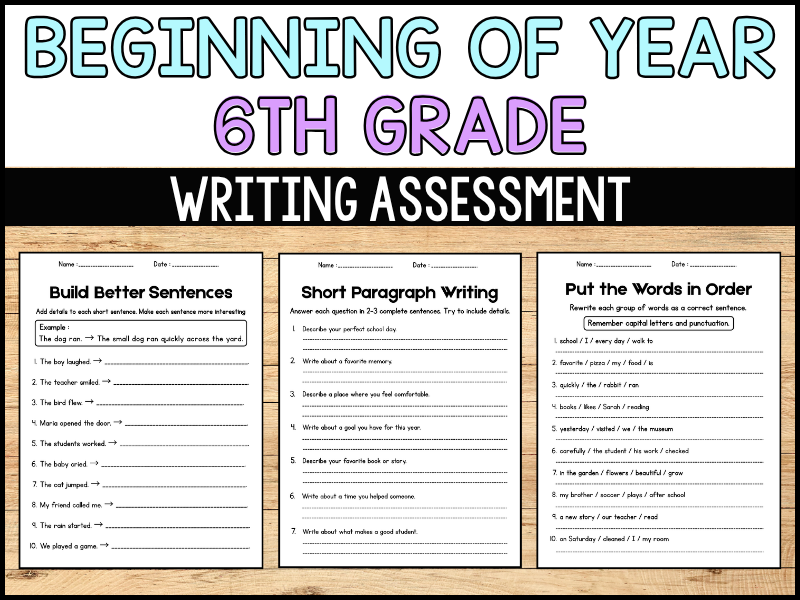 6th Grade beginning of the year Writing assessment | No prep ELA activities