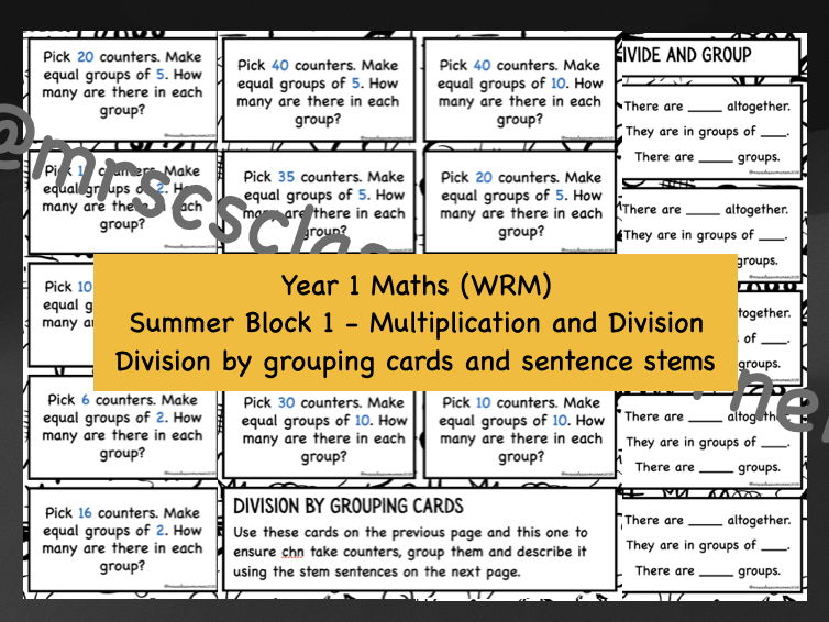 Groups of cards (Division by grouping)