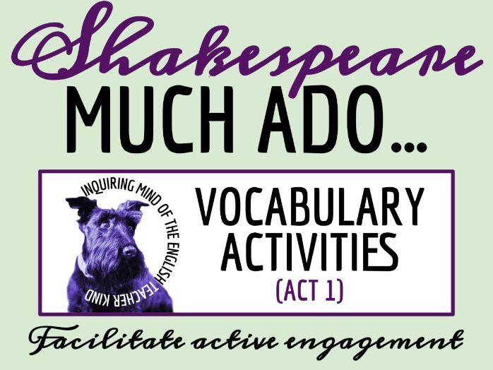 Much Ado About Nothing Act 1 Vocabulary Games | Crossword Puzzle | Word Search