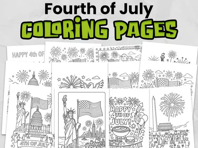 USA Independence Day Colouring Pages | Fourth of July Activity | No Prep Printable