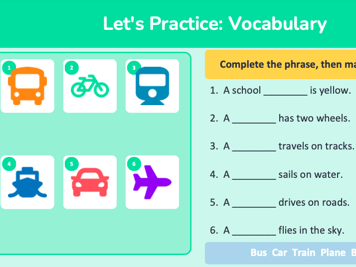 Transportation! ESL Lesson for Kids