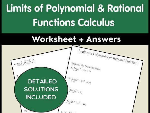 Limits of Polynomial & Rational Functions Calculus Worksheet + Answers