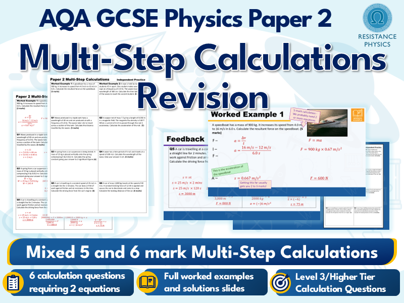 GCSE Physics Paper 2 - Multi-Step Calculations Worksheet - Forces, Waves and Electromagnetism