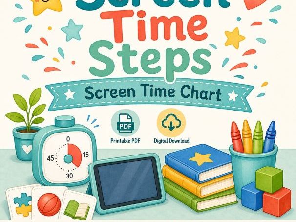 Screen Time Steps | Screen Time Chart | Printable PDF | Digital Download