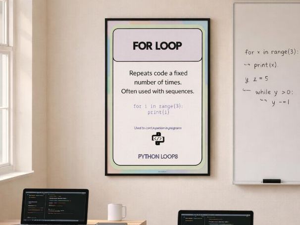Python For Loop Poster (Free Sample) | Loops in Python | GCSE Computer Science Display