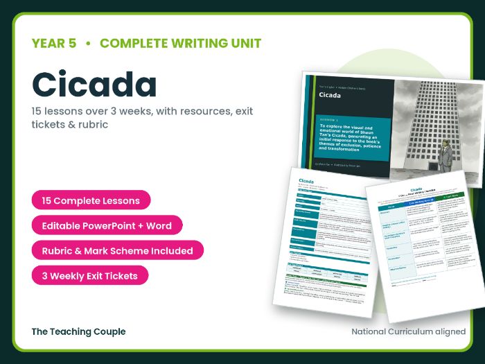 Cicada | Year 5 English Unit | 15 Complete Lessons + Resources + Mark Scheme