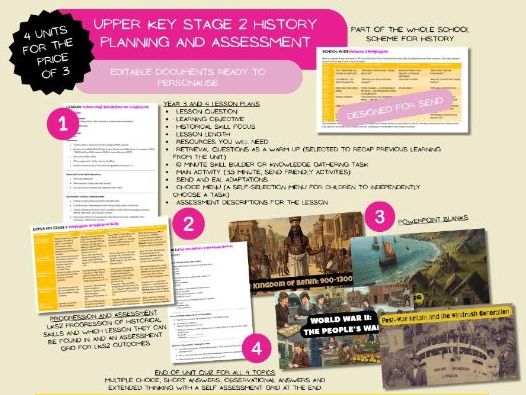 Upper Key Stage 2 History unit bundle planning and assessment SEND supportive