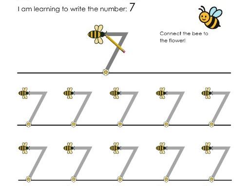 Number formation - EYFS - Number 7