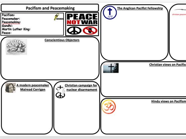 Pacifism and peacemakers textbook page activity