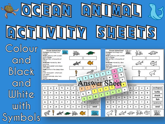 Ocean Animals Activity Sheets
