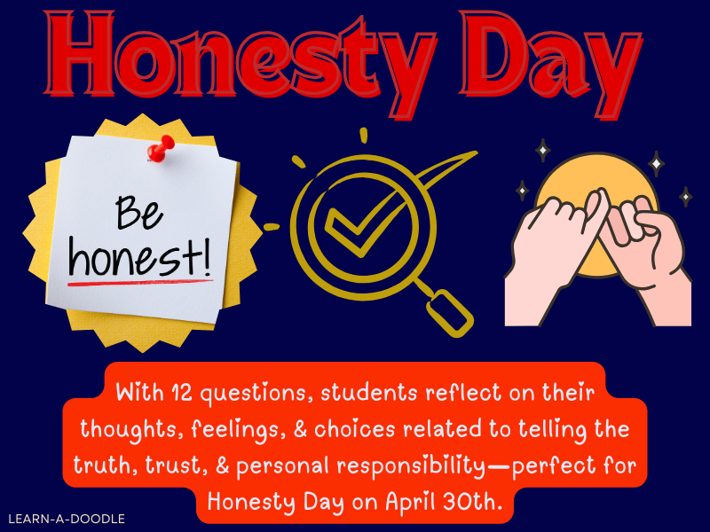 Be Honest! A Kids’ Tick the box Reflection Activity for Honesty Day – April 30th