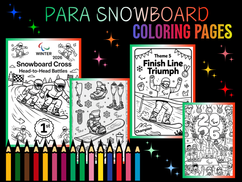 2026 Winter Paralympics Milano Cortina Para Snowboard Coloring Pages for Kids