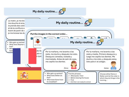 Daily Routine (French & Spanish) – Ready-to-teach
