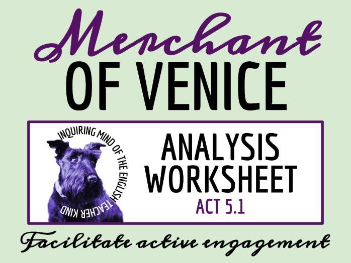 The Merchant of Venice Act 5 Close Reading Analysis Worksheet and Answer Key