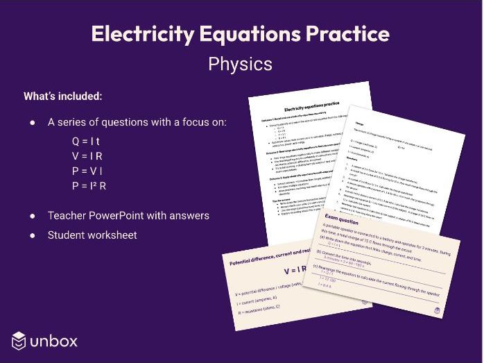 AQA GCSE Trilogy Physics 6.2 Electricity Equations Practice