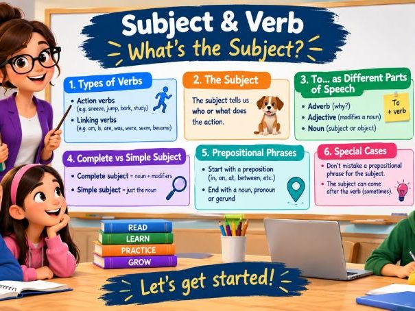 Subject and Verb, Subject, Verb, Grammar, English Grammar, ESL, EFL, ESL Grammar, English Language,