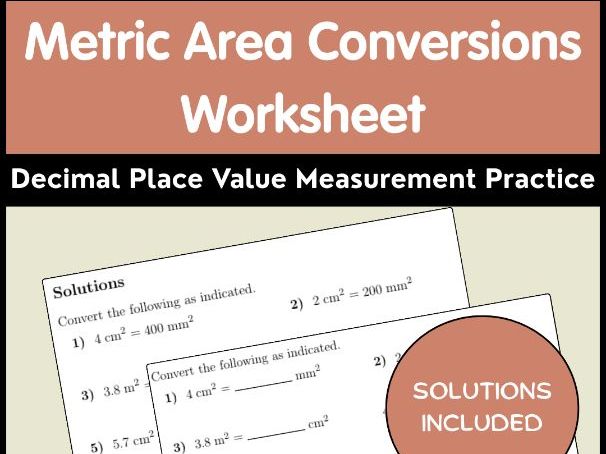 Metric Area Conversions Worksheet | Decimal Place Value Measurement Practice