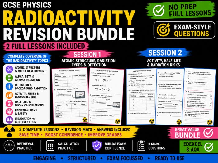 GCSE Physics Radioactivity Revision Bundle | Full Lessons + Revision Mats