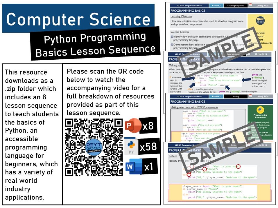 Computer Science Python Programming Basics Lesson Sequence