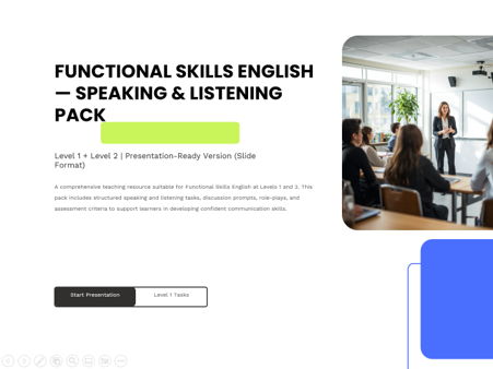 Functional Skills English Speaking & Listening Pack — Level 1 & Level 2 | Role‑Plays, Discussions &
