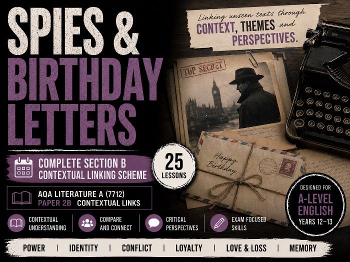 Spies & Birthday Letters: Complete Section B Contextual Linking Scheme (25 Lessons) | AQA Lit A