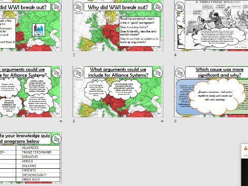 Causes of WWI assessment and feedback