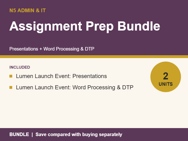 N5 Admin & IT Assignment Prep Bundle: Presentations and Word Processing