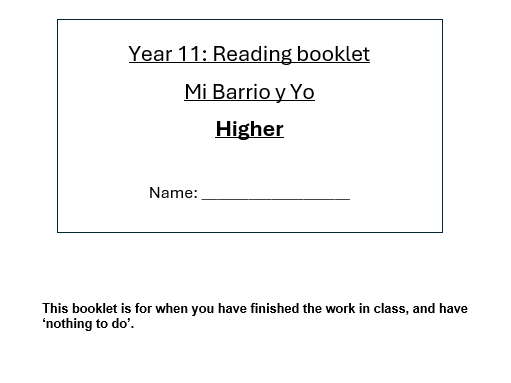 GCSE Spanish 'Mi Barrio' higher reading exam questions with answers 'My Town'