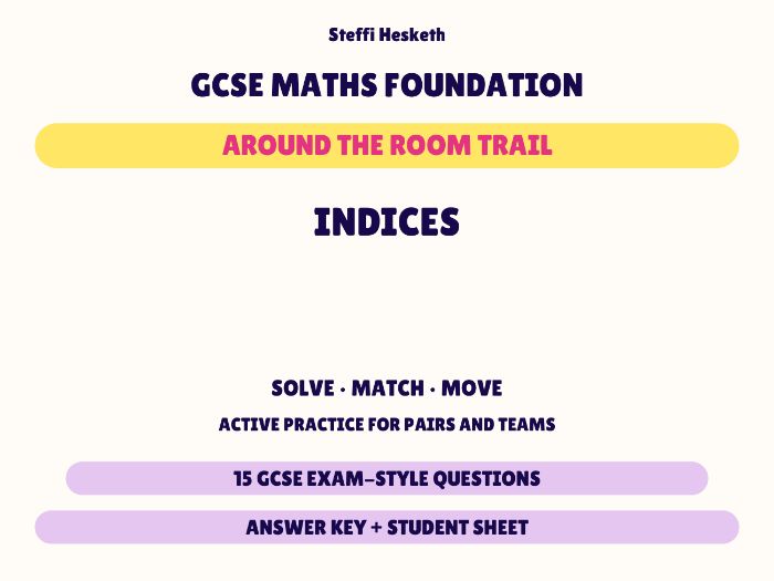 GCSE Foundation Maths Indices | Around the Room Trail